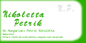 nikoletta petrik business card
